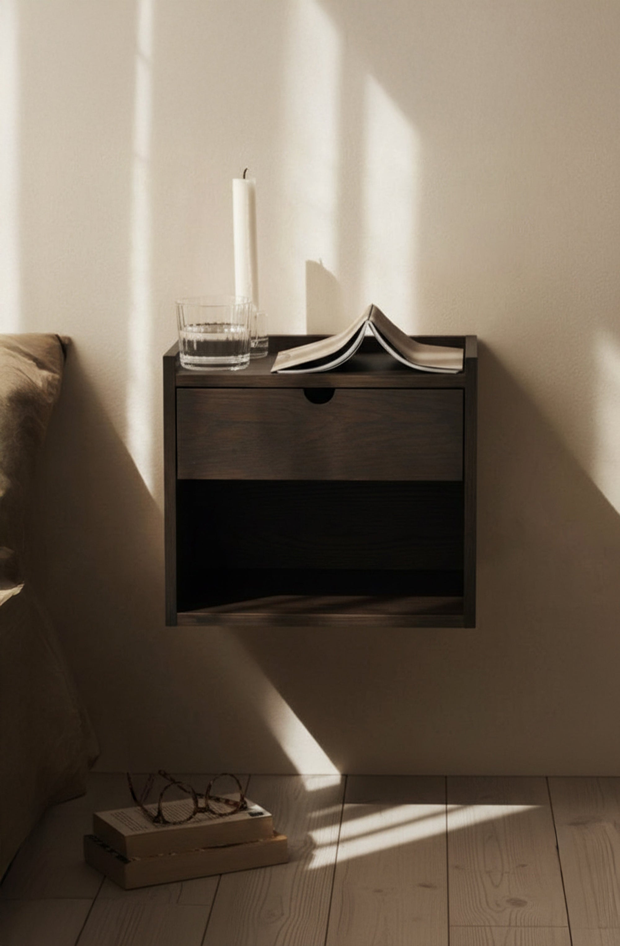 Hillmond Wall-Mounted Bedside Table – Brown Oak – 4