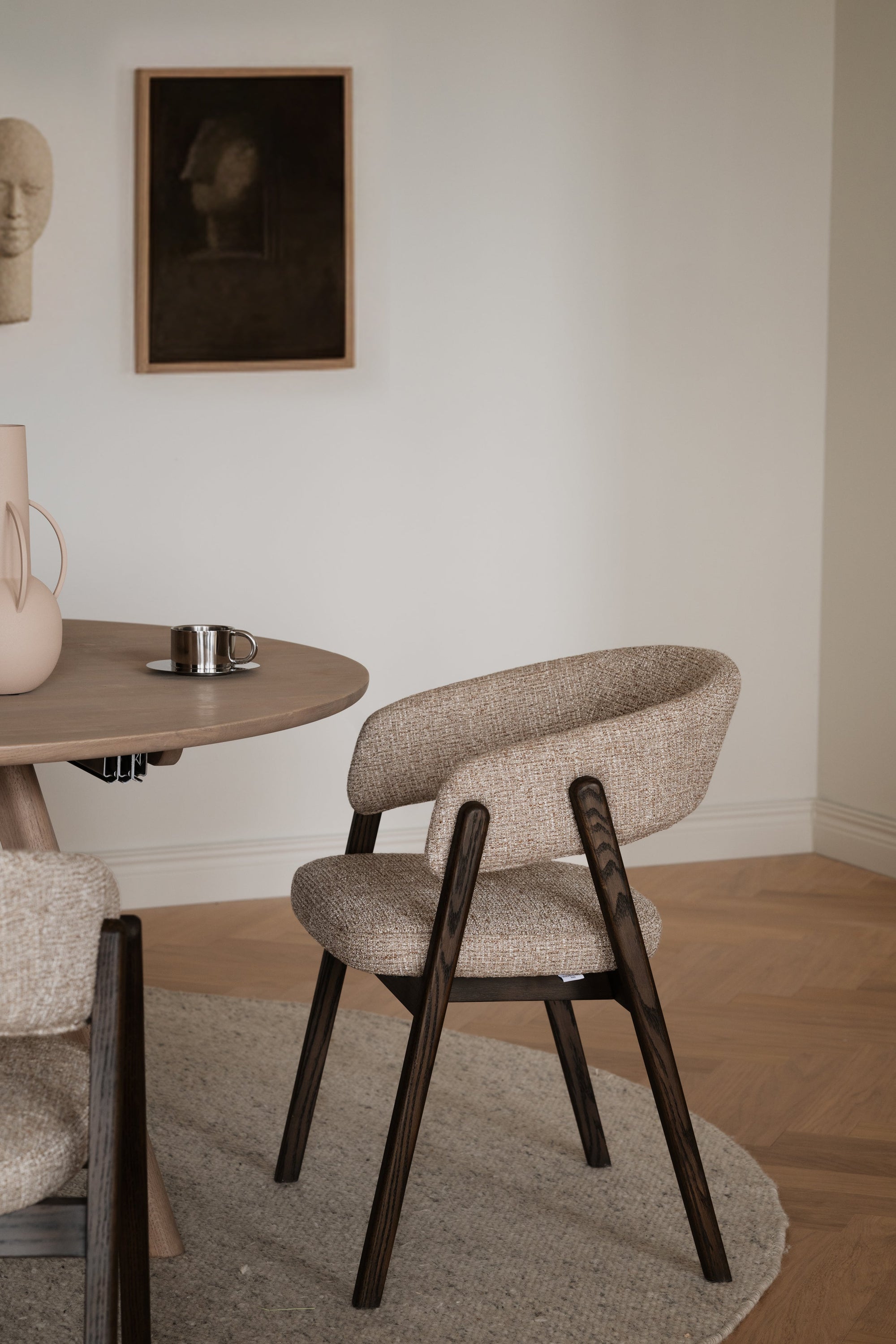 Barnaby Dining Armchair (Set of 2) – Dark Beige / Brown Oak – 2