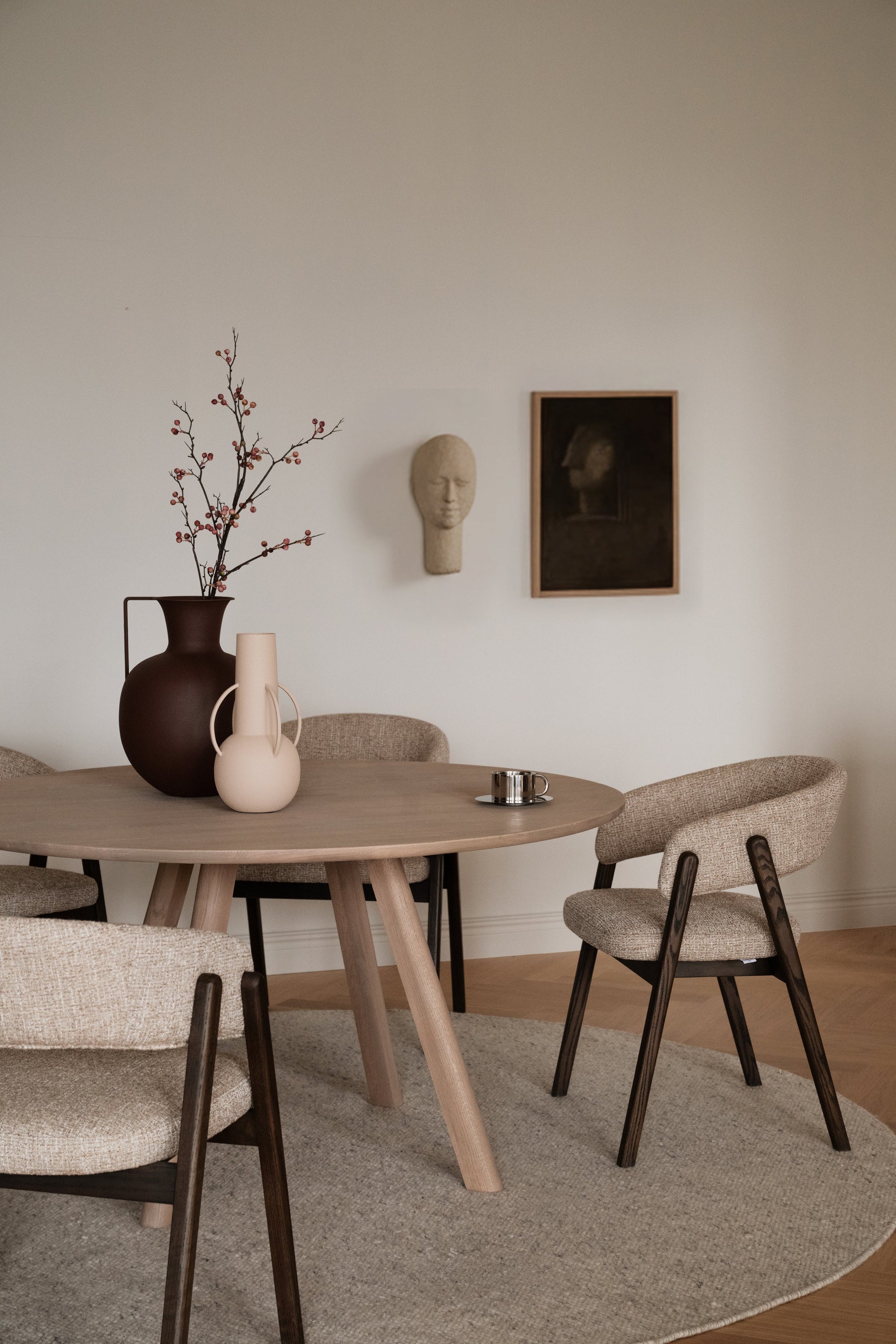 Barnaby Dining Armchair (Set of 2) – Dark Beige / Brown Oak – 3