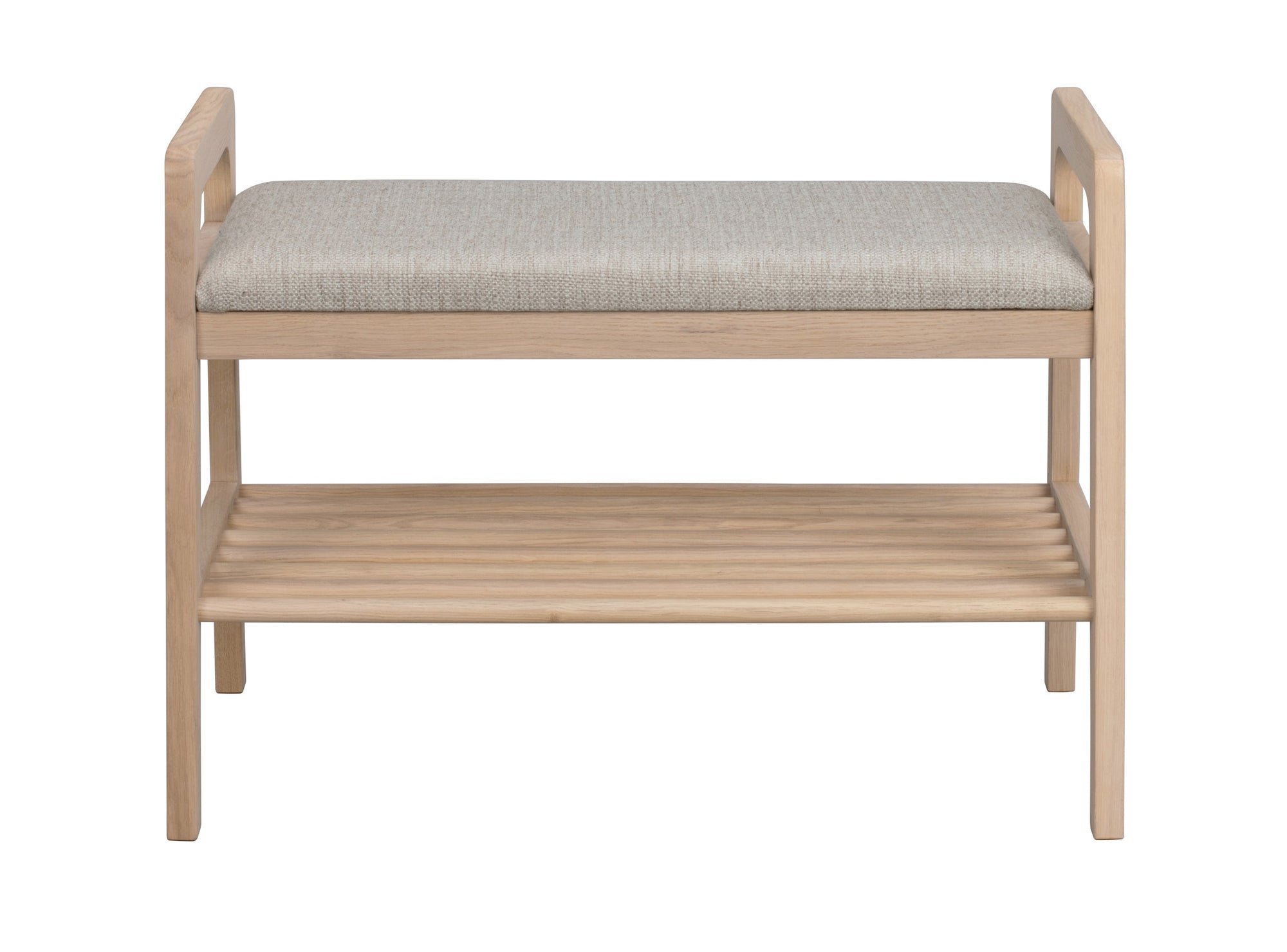 Inverness Hallway Bench with Shoe Shelf 75 cm – Whitewash Oak / Beige – 1