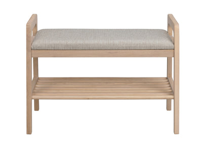 Inverness Hallway Bench with Shoe Shelf 75 cm – Whitewash Oak / Beige – 1