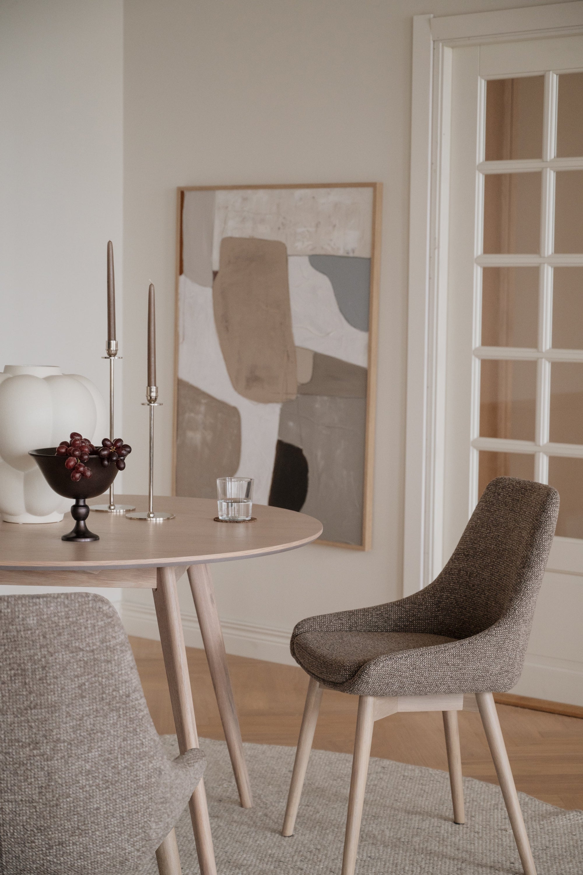 Denley Dining Chair (Set of 2) – Dark Beige / Whitewash Oak – 2
