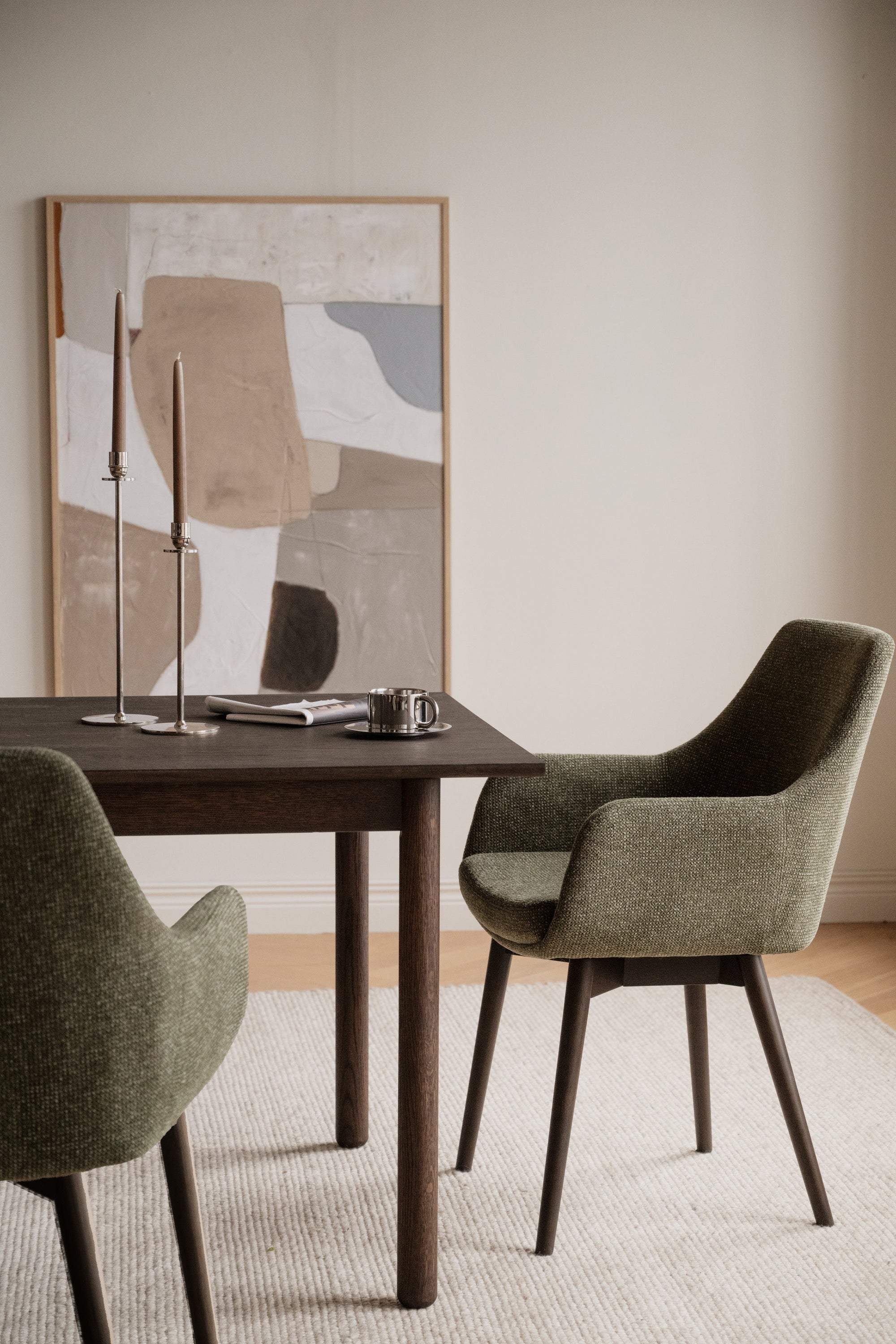 Denley Dining Chair with Armrests (Set of 2) – Green / Brown Oak – 2