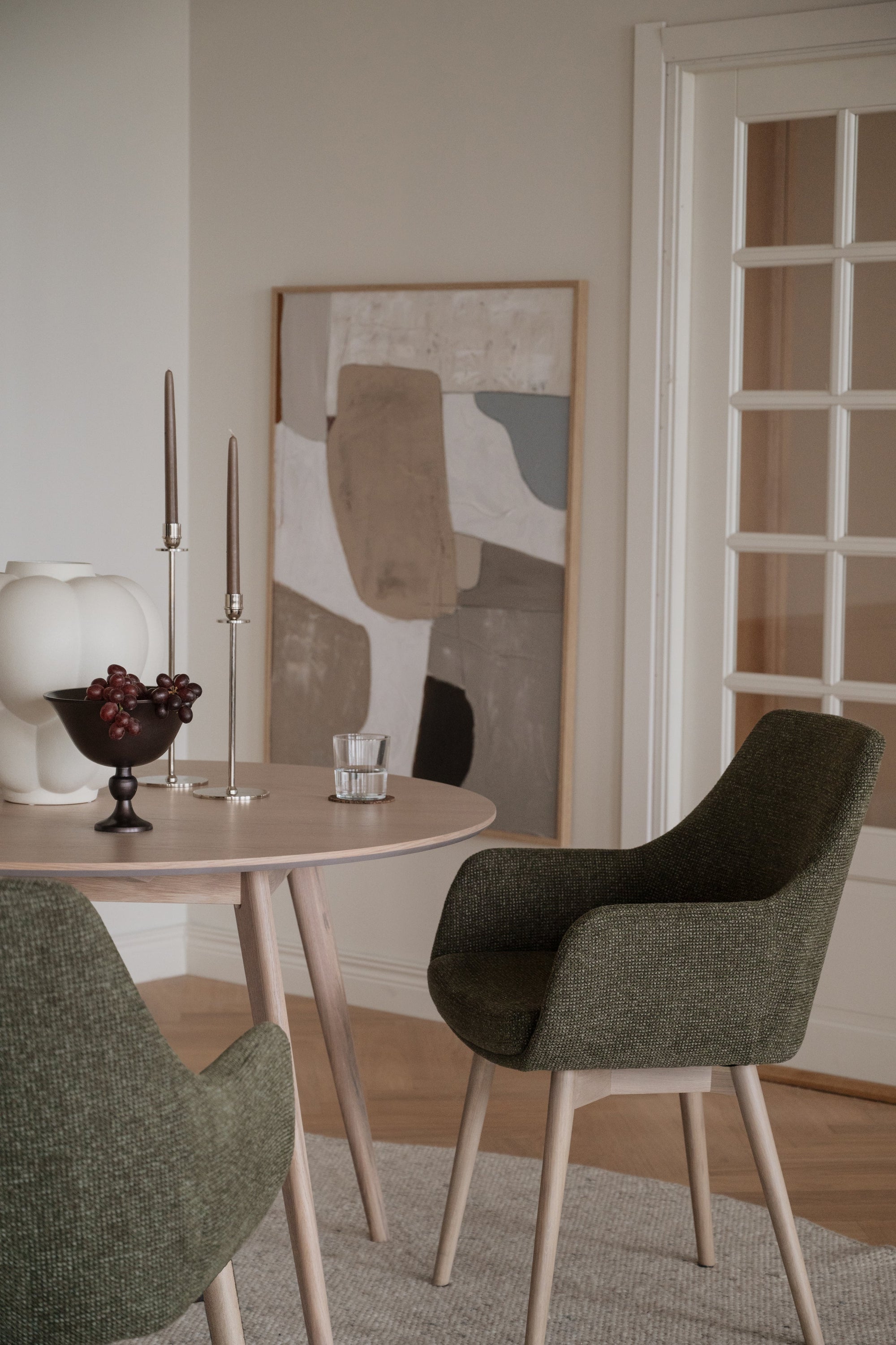 Denley Dining Chair with Armrests (Set of 2) – Green / Whitewash Oak – 2