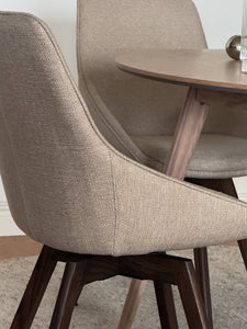 Alison Swivel Dining Chair with Oak Legs (Set of 2) – Light Beige Fabric / Brown Oak – 3
