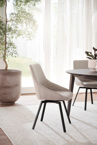 Alison Swivel Dining Chair with Metal Legs (Set of 2) – Beige Fabric / Black Metal – 5