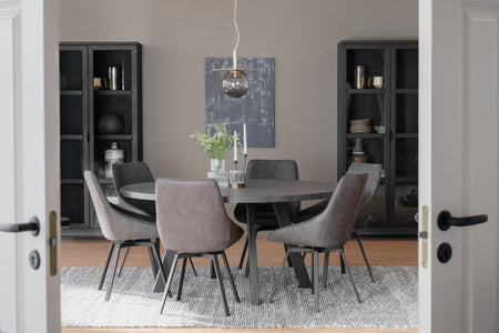 Alison Swivel Dining Chair with Metal Legs (Set of 2) – Dark Grey Microfibre / Black Metal – 4