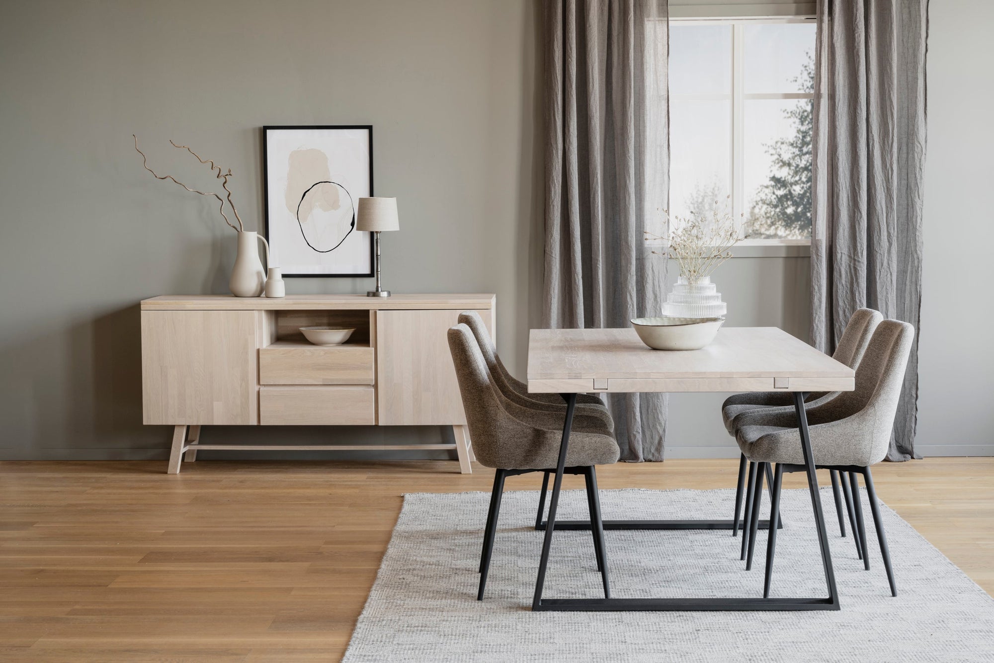 BROOKLYN Sideboard 160CM – Whitewashed – room setting 2