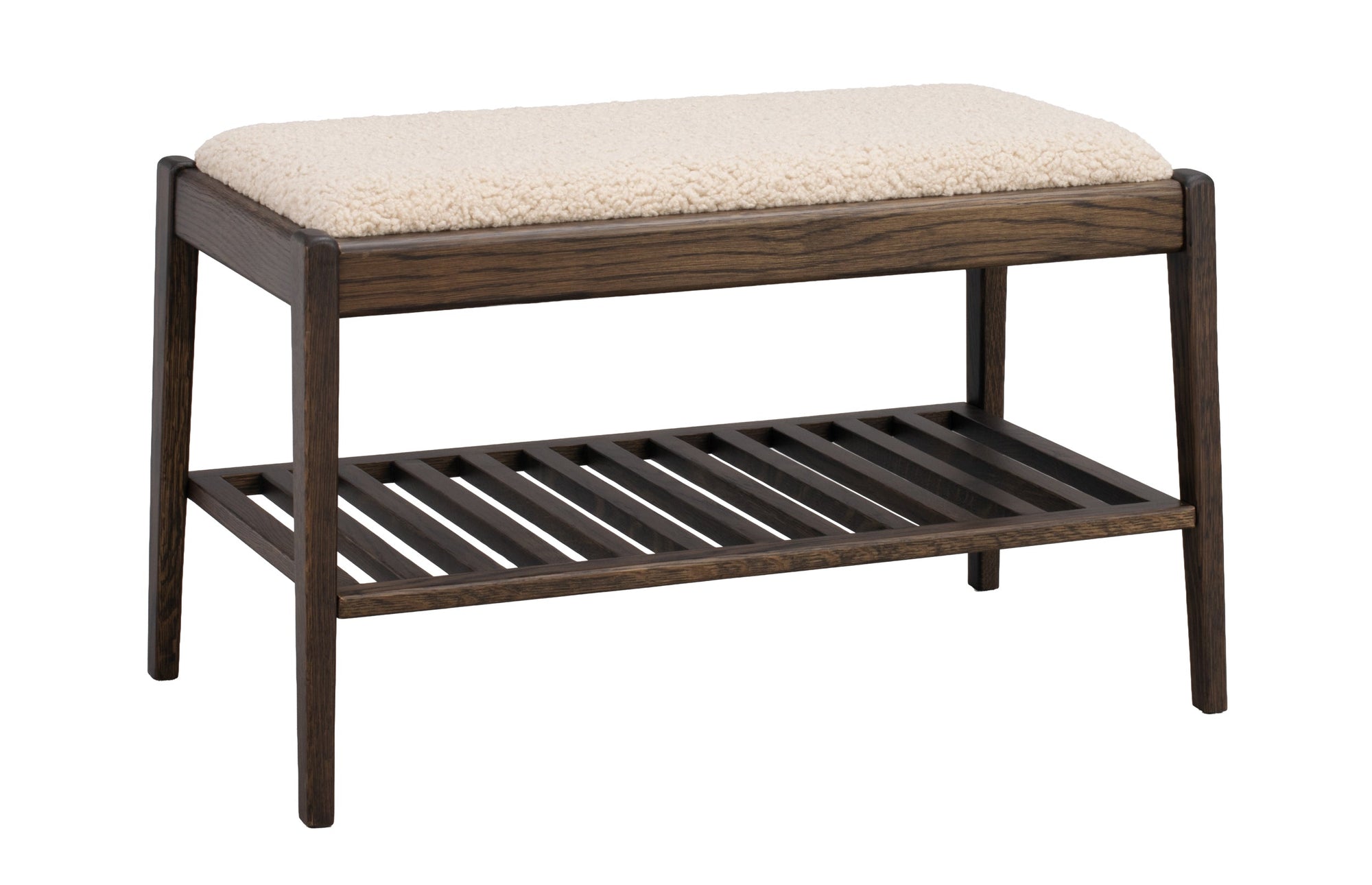 Garrick Bench with Shelf – Brown Oak / Beige – 5