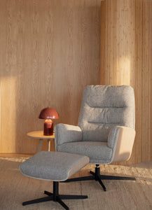 Broderick Swivel Recliner with Footstool – Medium Beige / Whitewash Oak – 2