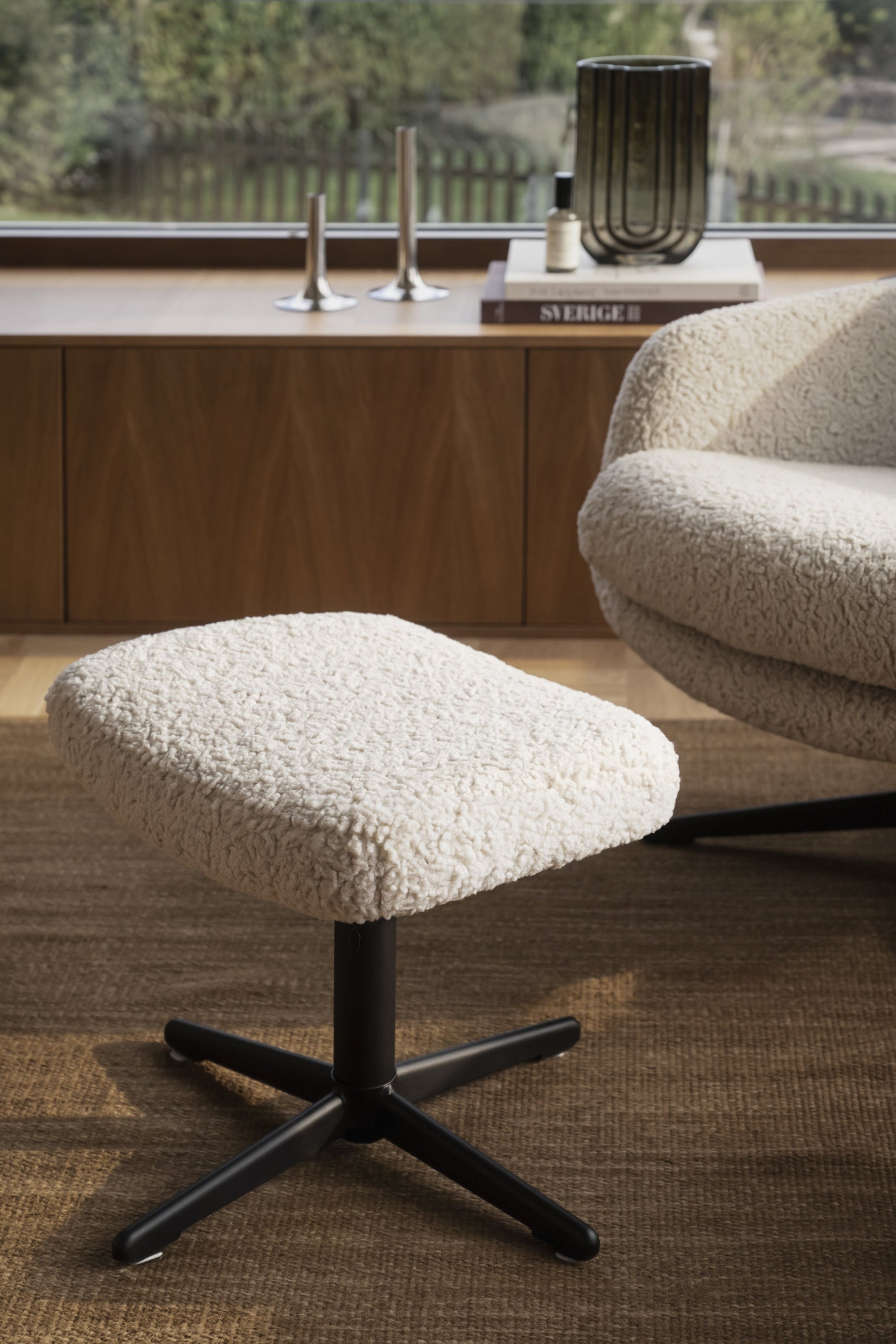 Kersey Swivel Lounge Chair with Footstool – Beige / Dark Brown – Default Title – 5