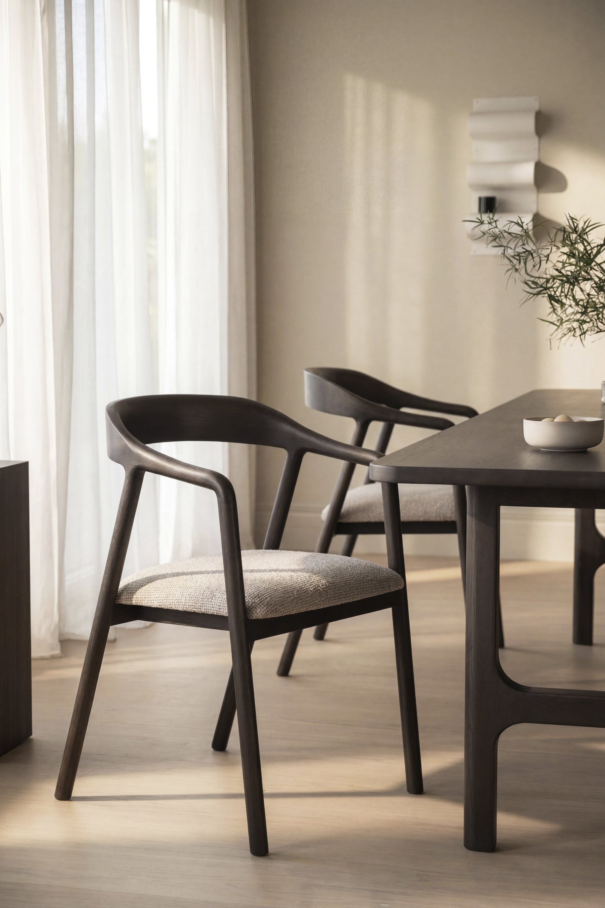 Dillon Dining Armchair (Set of 2) – Brown Oak / Beige – 2