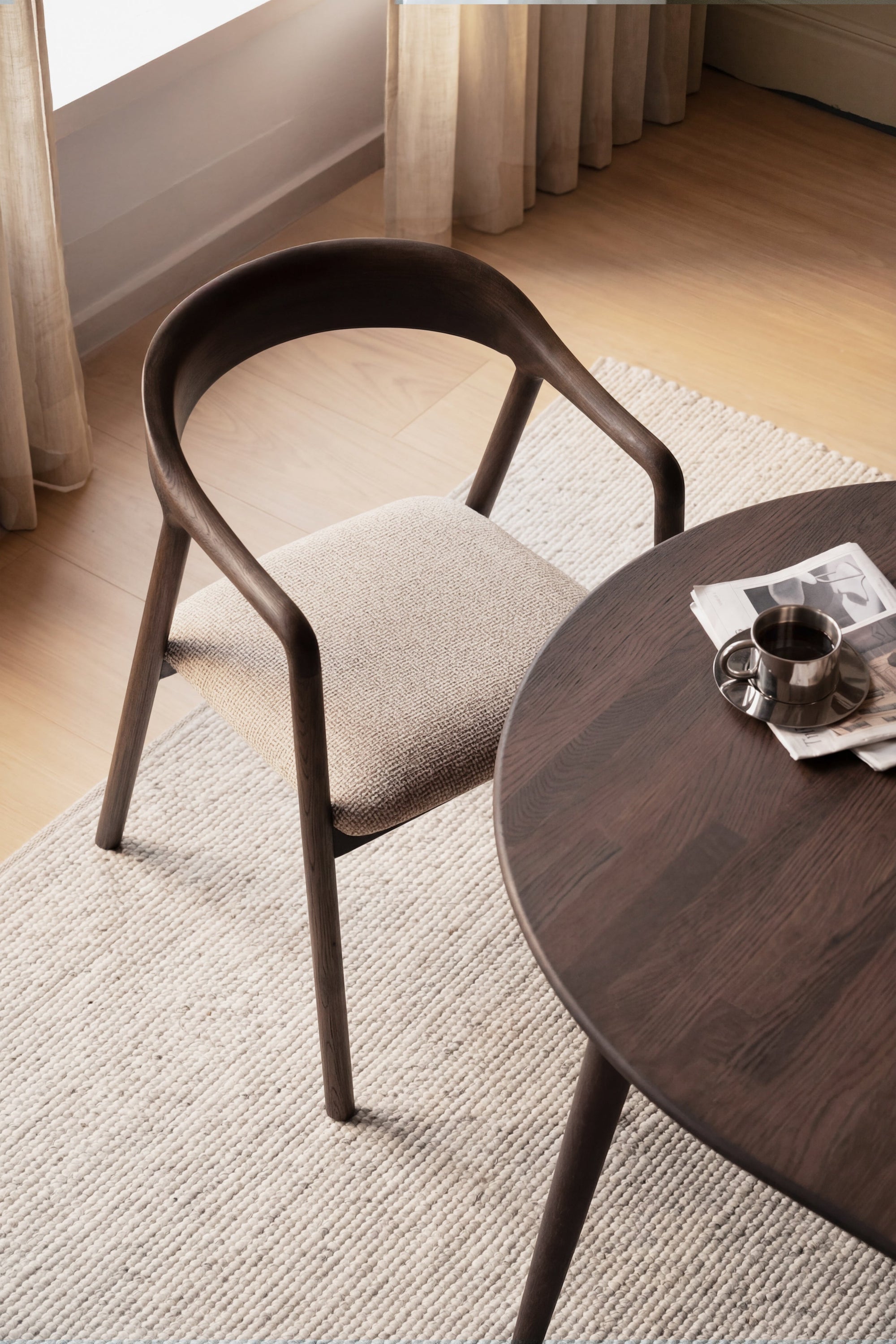 Dillon Dining Armchair (Set of 2) – Brown Oak / Beige – 6