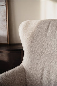 Dunbrody Lounge Chair with Footstool – Light Beige Fabric / Whitewash Oak – 5