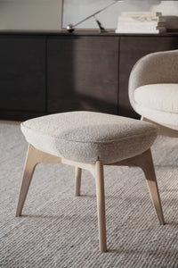 Dunbrody Lounge Chair with Footstool – Light Beige Fabric / Whitewash Oak – 3