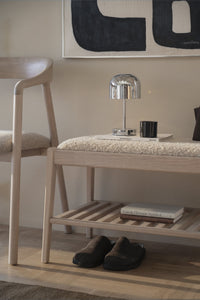 Garrick Bench with Shelf – Whitewash Oak / Beige – 3