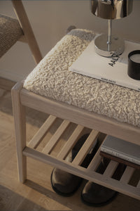 Garrick Bench with Shelf – Whitewash Oak / Beige – 4
