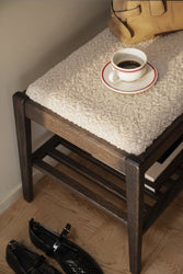 Garrick Bench with Shelf – Brown Oak / Beige – 4