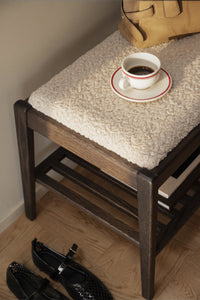 Garrick Bench with Shelf – Brown Oak / Beige – 4