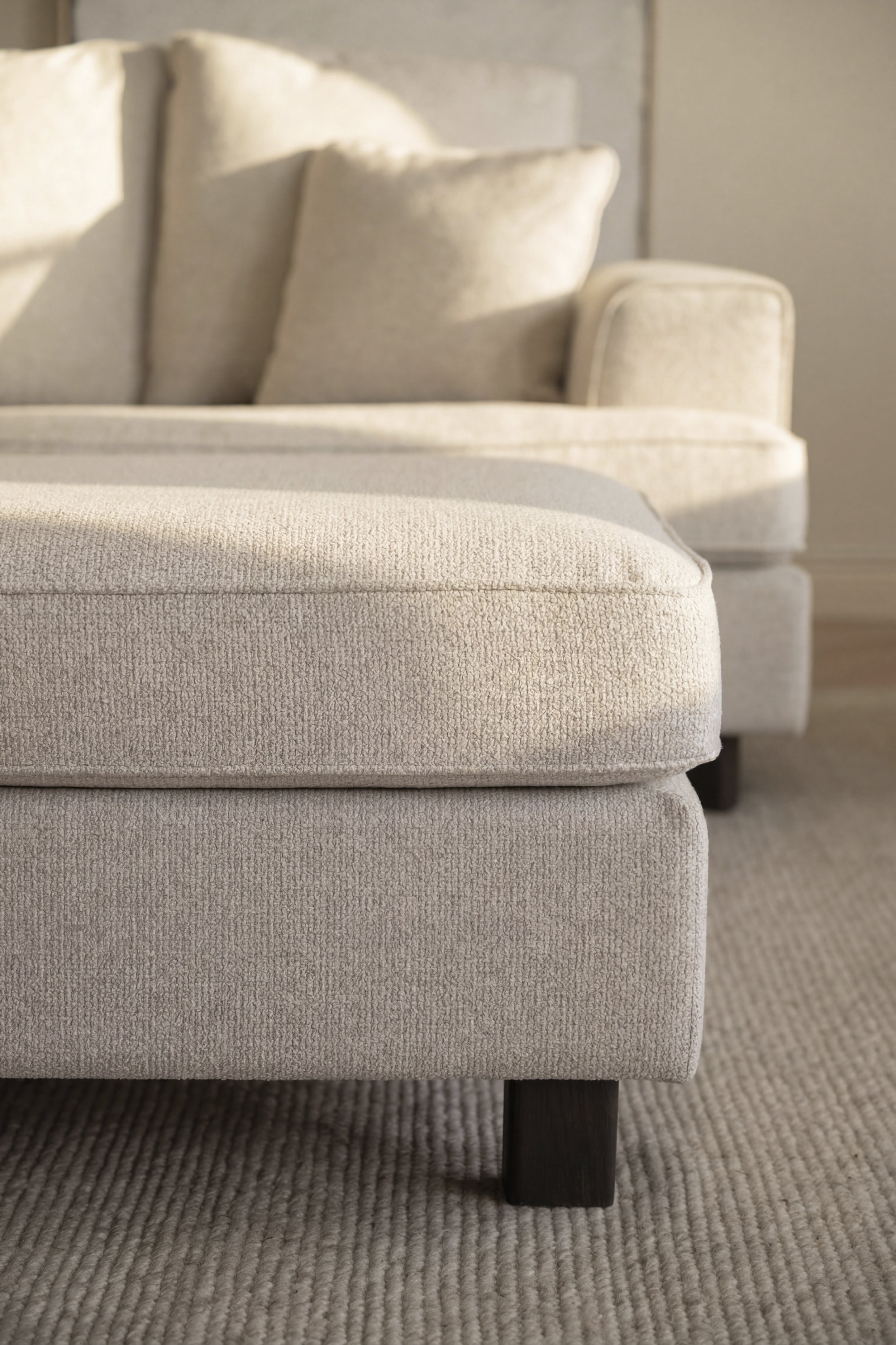 Hartsville Footstool – Light Beige / Brown Oak – 3
