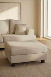 Hartsville Footstool – Light Beige / Brown Oak – 2