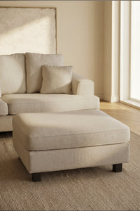 Hartsville Footstool – Light Beige / Brown Oak – 2