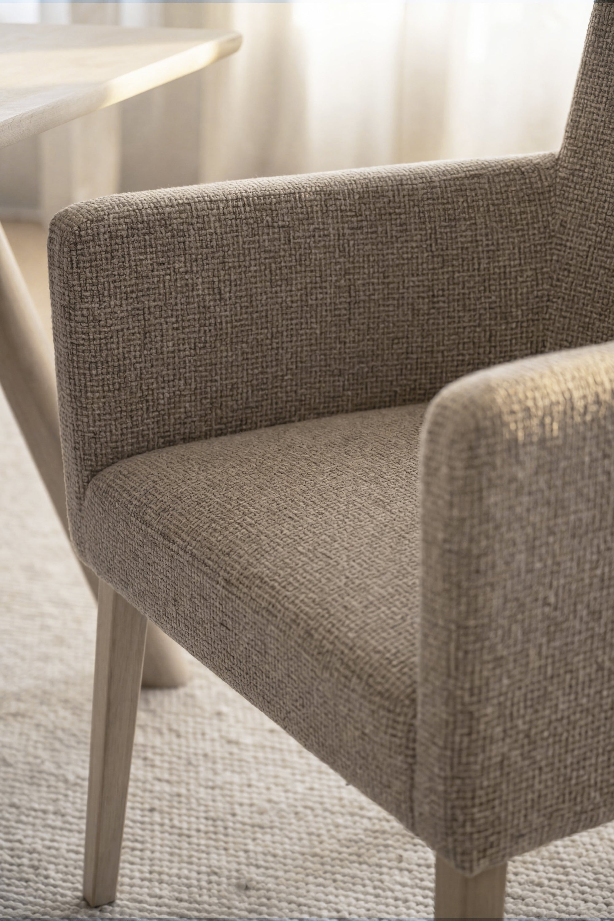 Hudson Dining Armchair (Set of 2) – Medium Beige / Whitewash Oak – 5