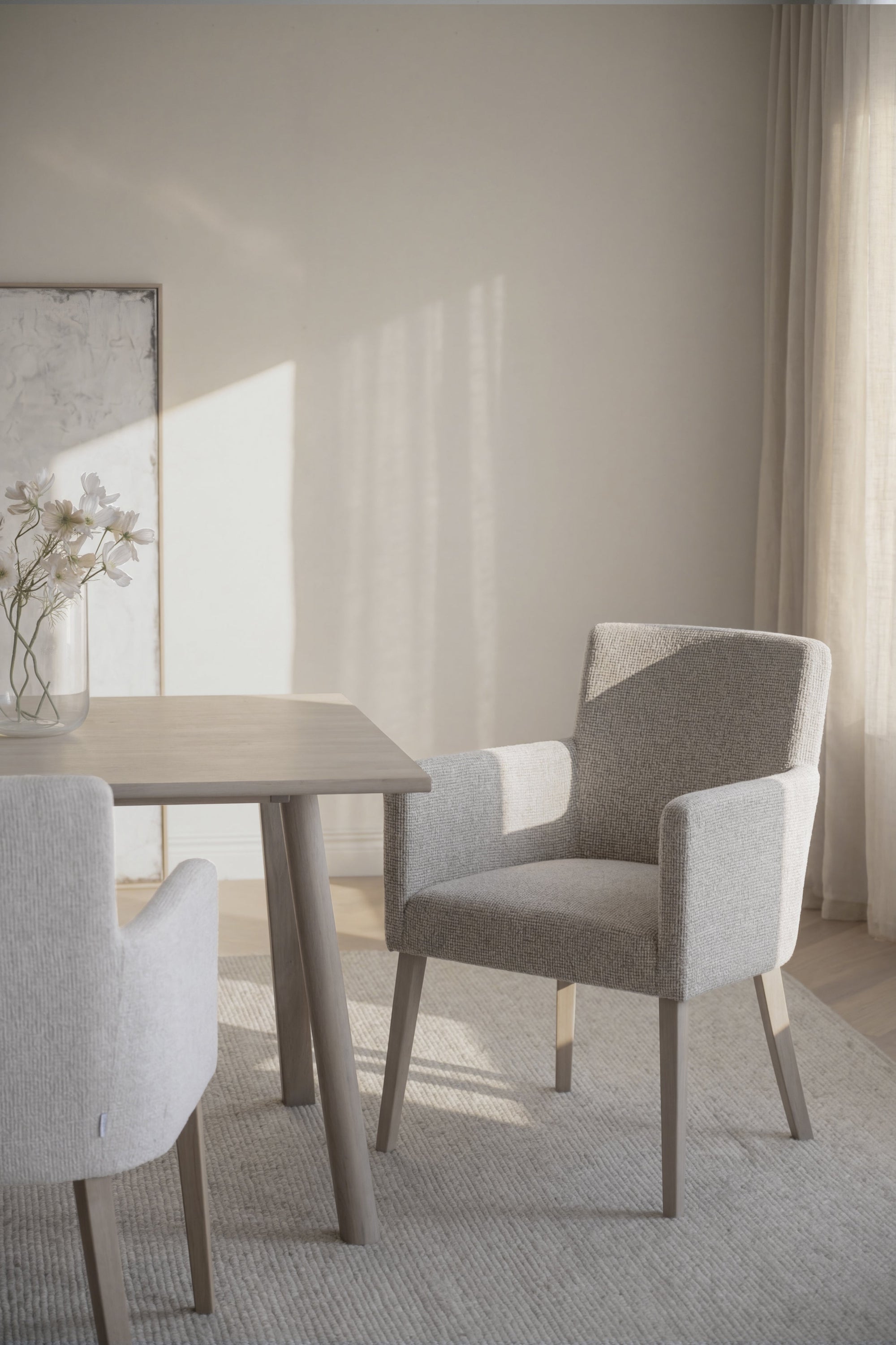 Hudson Dining Armchair (Set of 2) – Light Beige / Whitewash Oak – 2