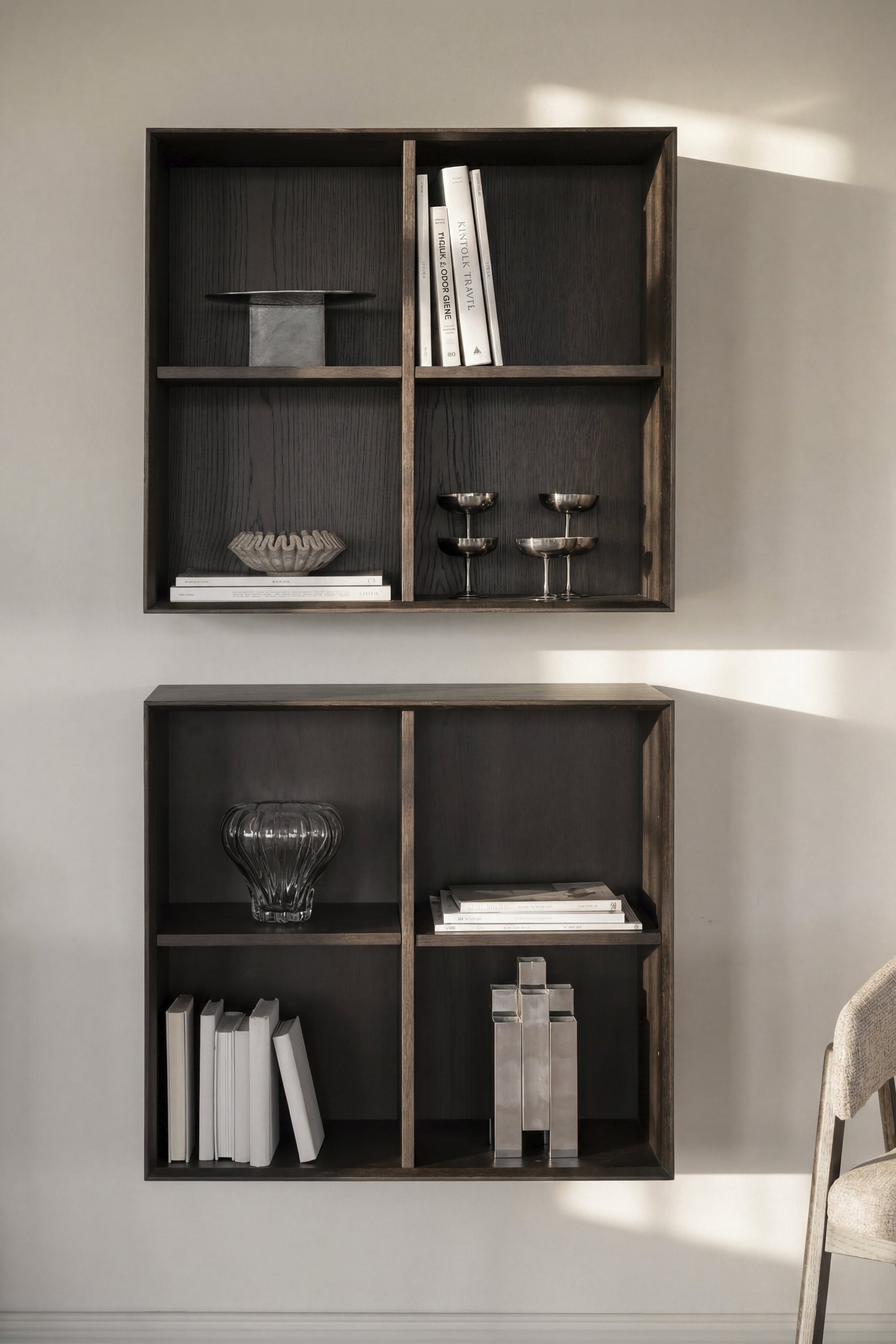 Scottsdale Wall Shelf 4-Cube – Brown Oak – 2