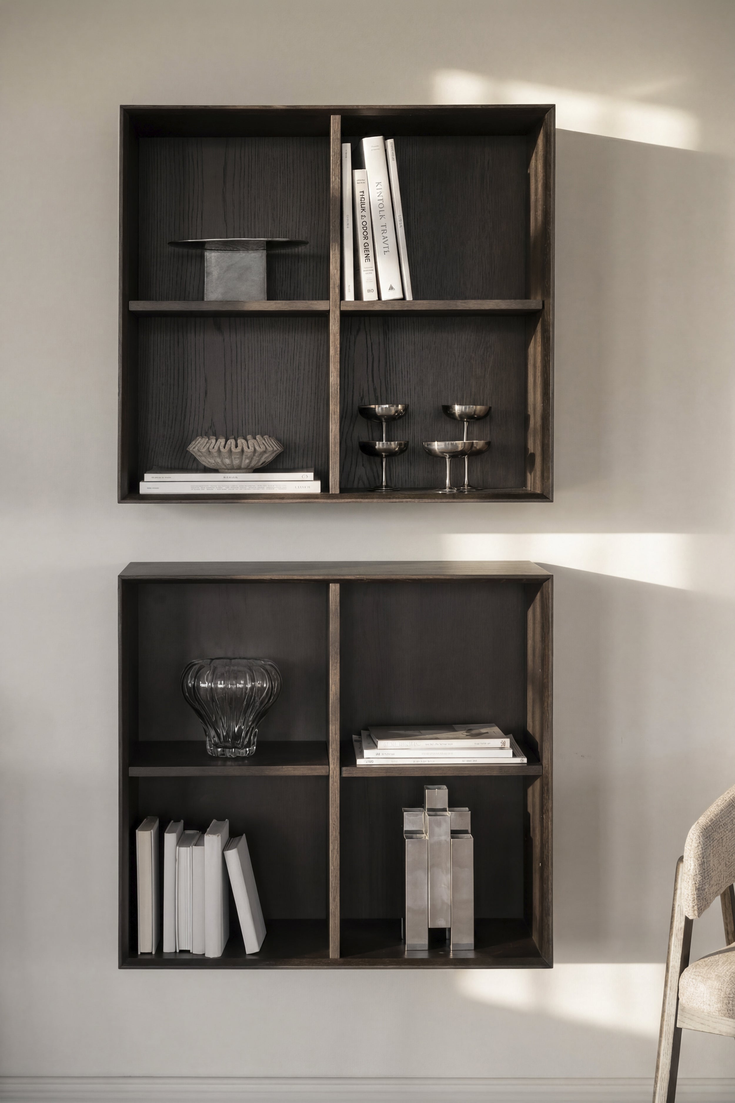 Scottsdale Wall Shelf 4-Cube – Brown Oak – 2