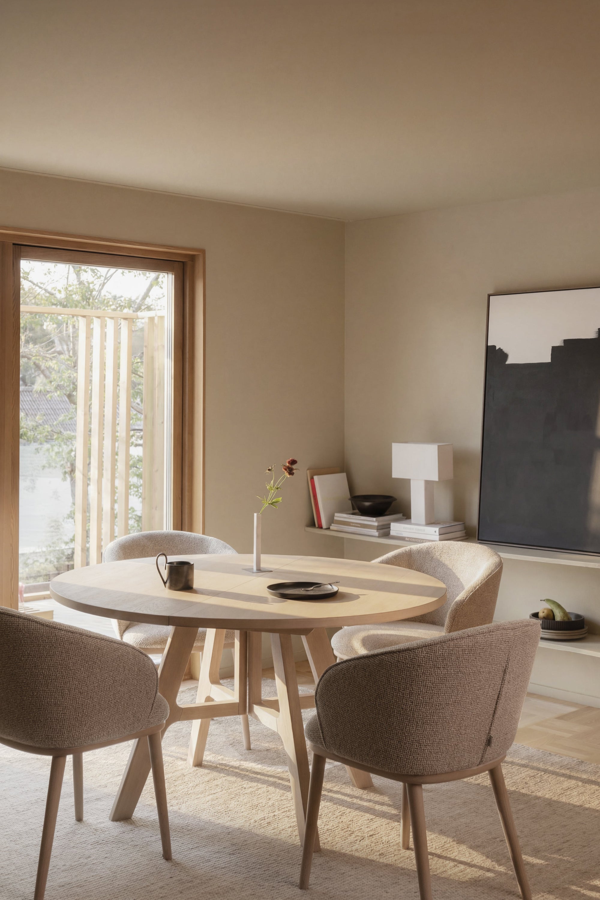 Stockbridge Round Extendable Dining Table 130 cm – Whitewash Oak – 4