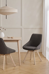 Alison Swivel Dining Chair with Oak Legs (Set of 2) – Grey Fabric / Whitewash Oak – 2