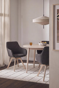 Alison Swivel Dining Armchair with Oak Legs (Set of 2) – Grey Fabric / Whitewash Oak – 2