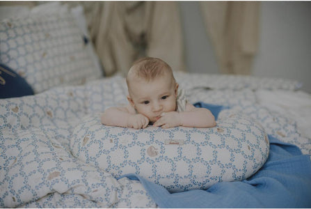 Blue Cottage Feeding Cushion by Malomi Kids