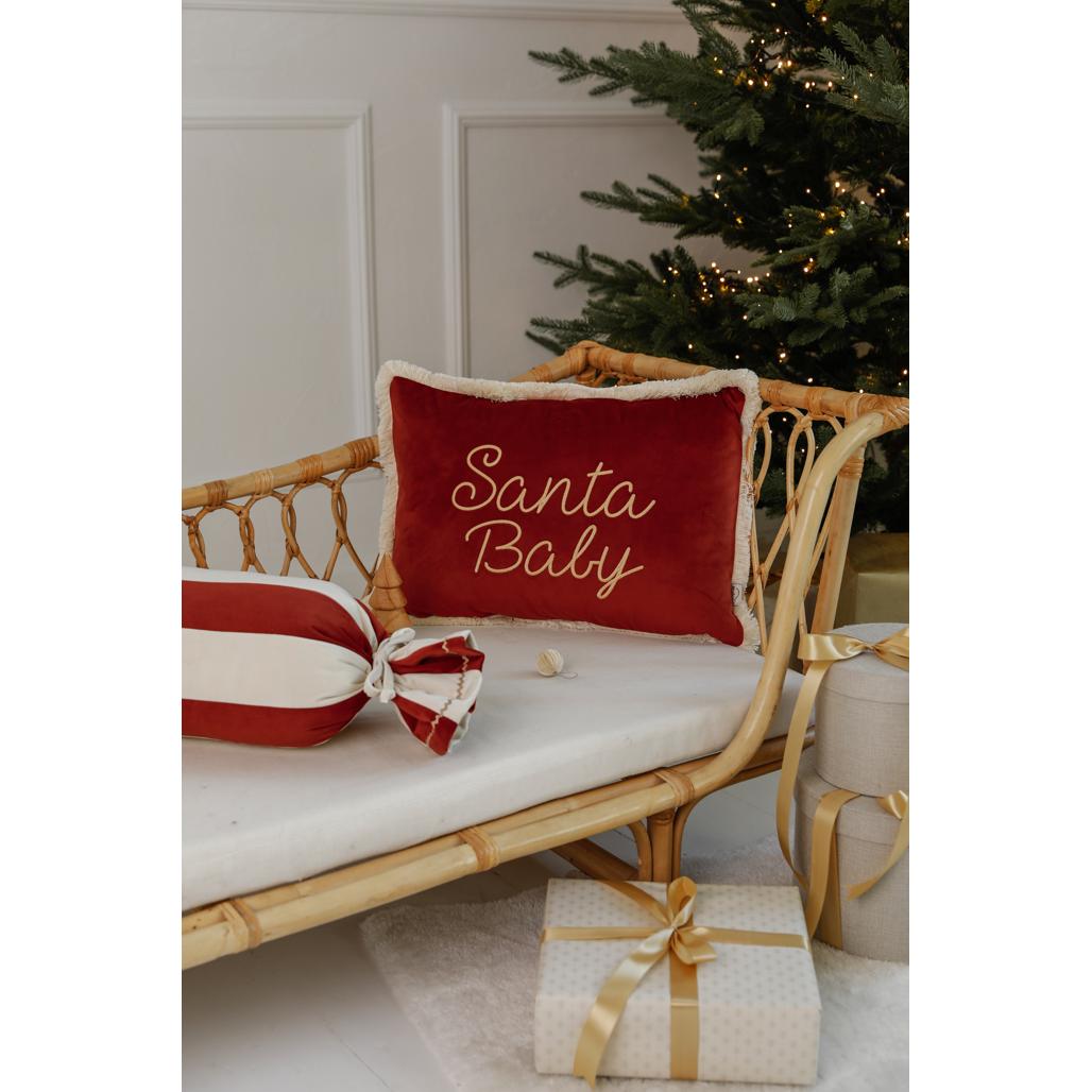 Personalised Velvet Christmas Cushion Carmin Red by Malomi Kids