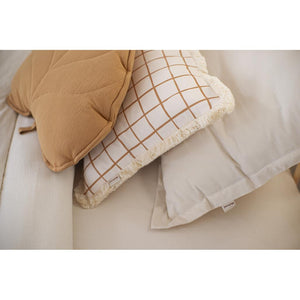 Camel Check Decorative Fringe Cushion by Malomi Kids
