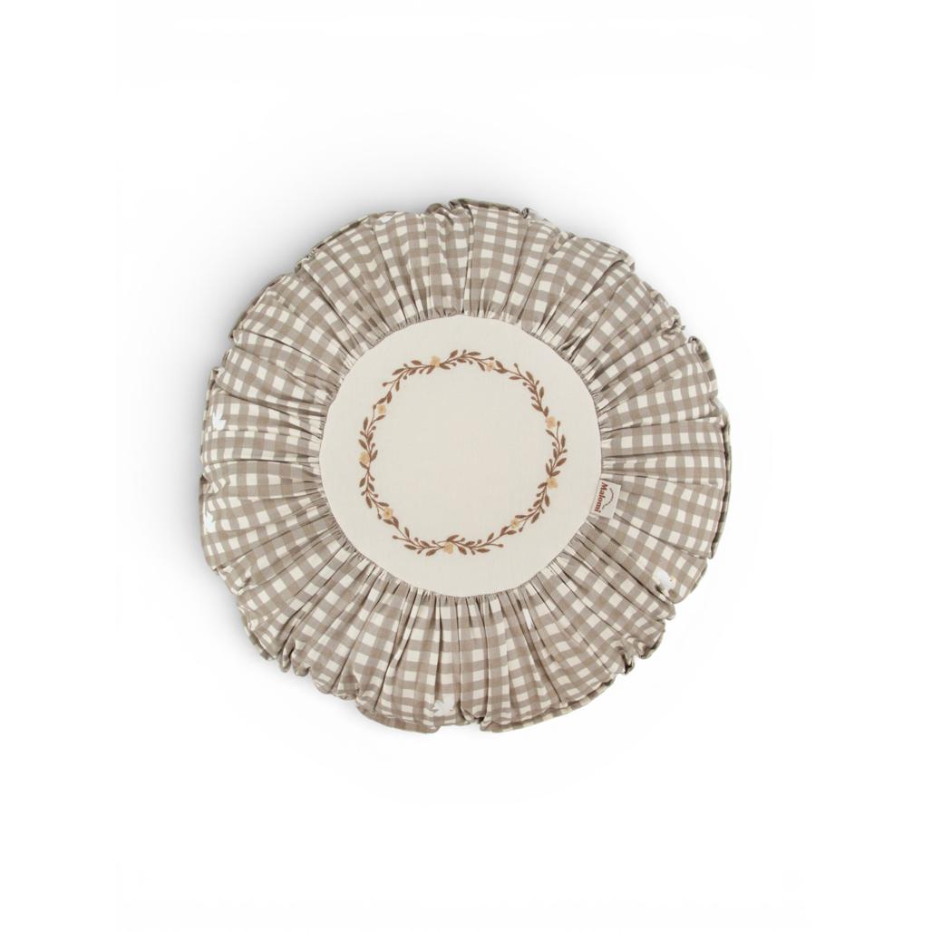 Countryside Check Round Boho Cushion by Malomi Kids
