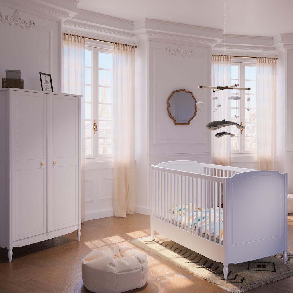 LAFAYETTE NEIGE Evolutive Bed 60 × 120 cm – From Crib to Toddler Bed