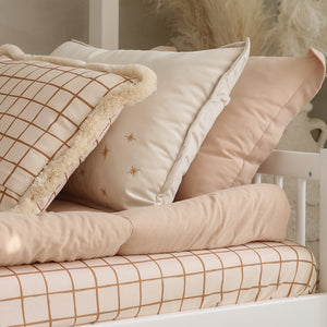 Camel Check Cotton Fitted Sheet by Malomi Kids
