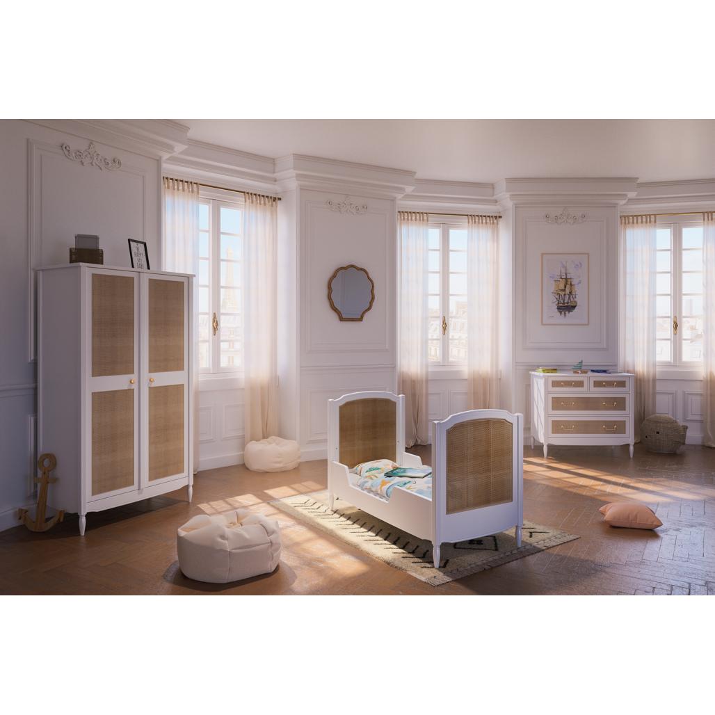HERMIONE NEIGE Evolutive Bed 60 × 120 cm – From Crib to Toddler Bed