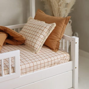 Camel Check Cotton Fitted Sheet by Malomi Kids