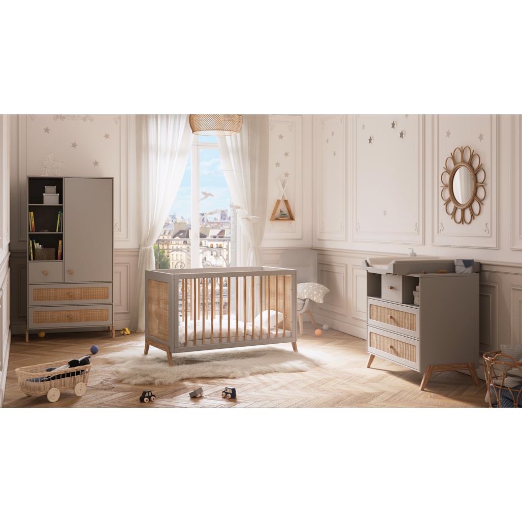Marelia Evolutive Bed Rattan 60 x 120 - Lune