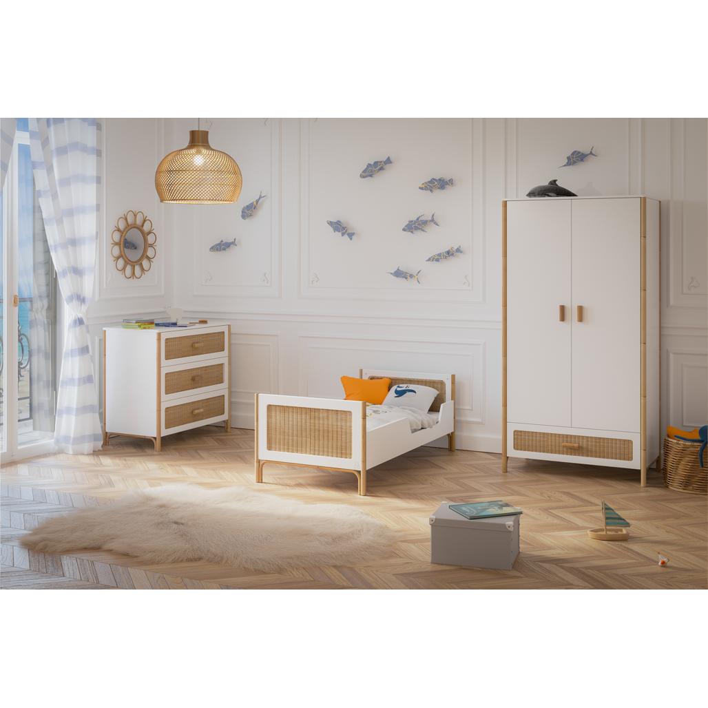 Oceania Rattan Evolutive Bed 70 x 140 - Neige