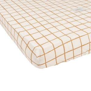 Camel Check Cotton Fitted Sheet by Malomi Kids