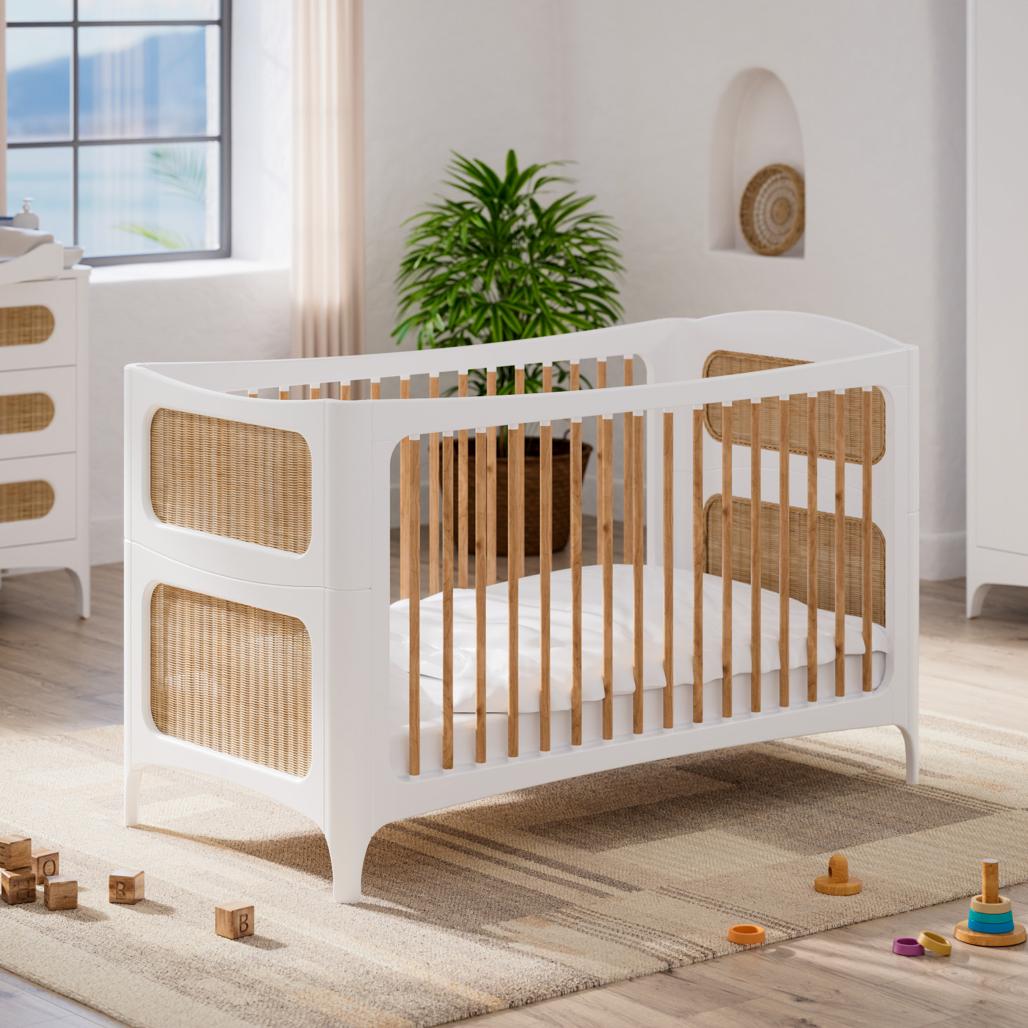 NÉRÉIDES Neige Evolutive Bed 70 x 140 CM - From Crib to Junior Bed