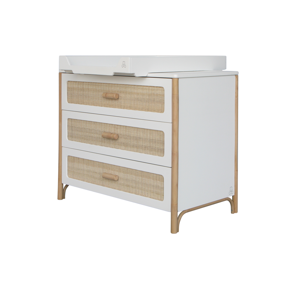 Oceania Chest of Drawers - White & Rattan