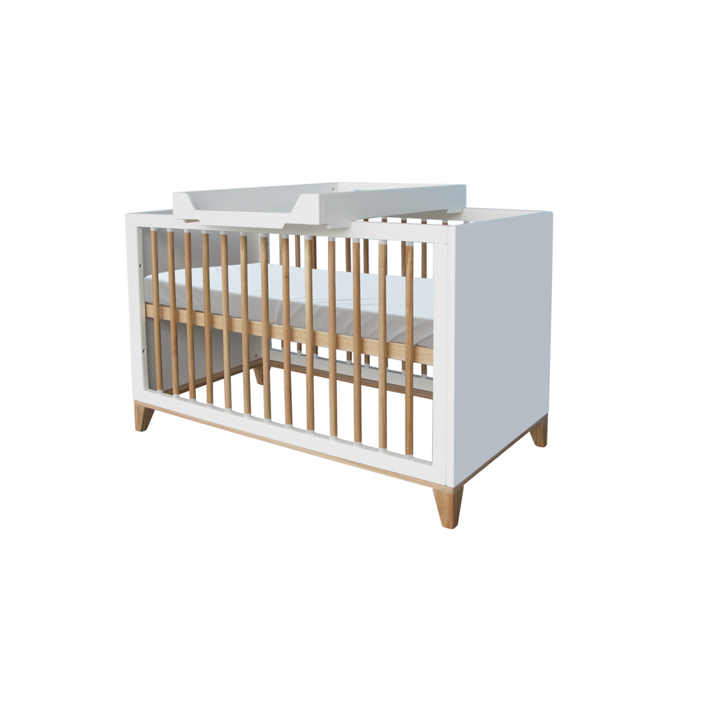 Naia Evolutive Bed rattan 60 x 120 - Neige