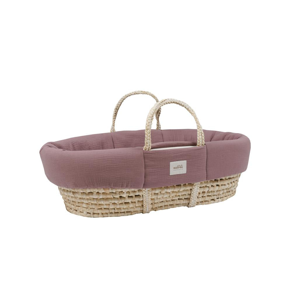 Muslin Padded Moses Basket Cover by Malomi Kids