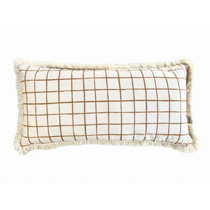 Camel Check Decorative Fringe Cushion by Malomi Kids