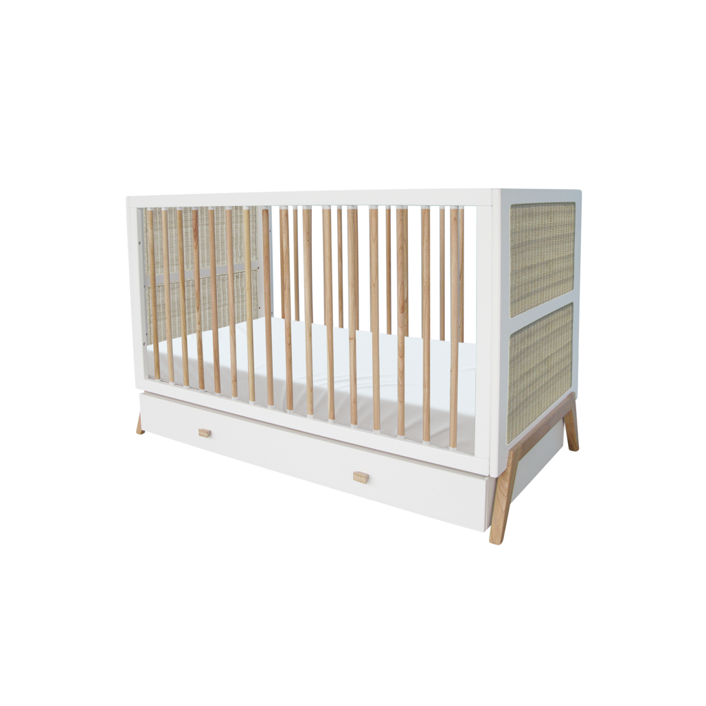 Marelia Multi-Evolutive Bed Rattan 70 x 140 - Neige